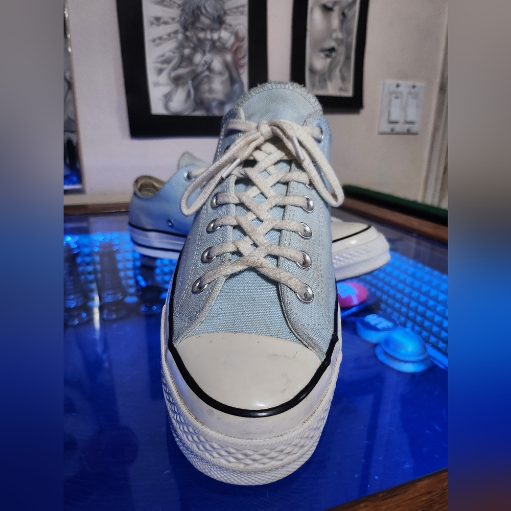 Converse light blue low tops